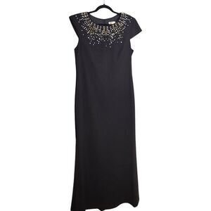 Eliza J Black Maxi Dress with Gold Accents